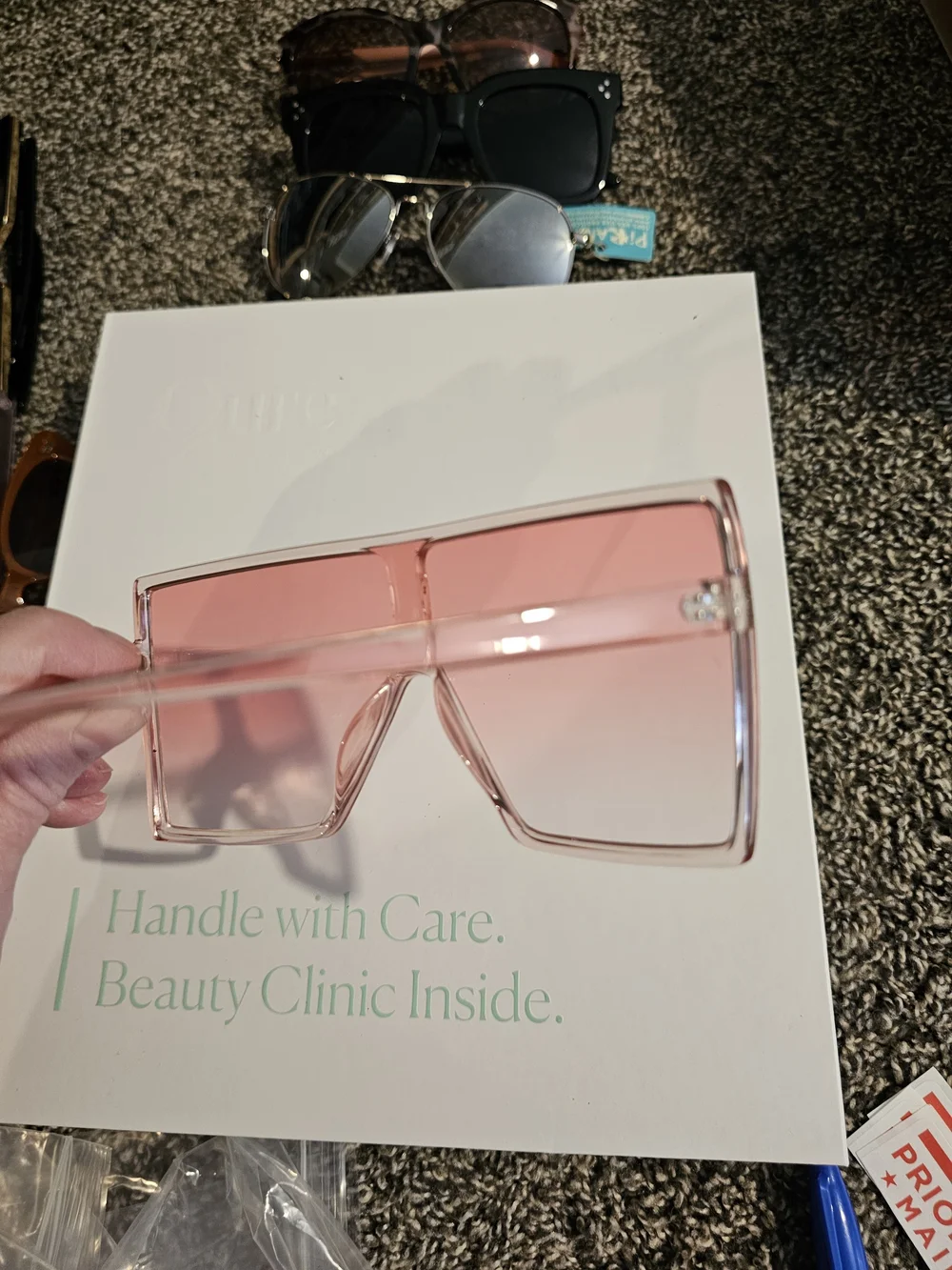 Women's Pink Shield Sunglasses — Slim Visor Style